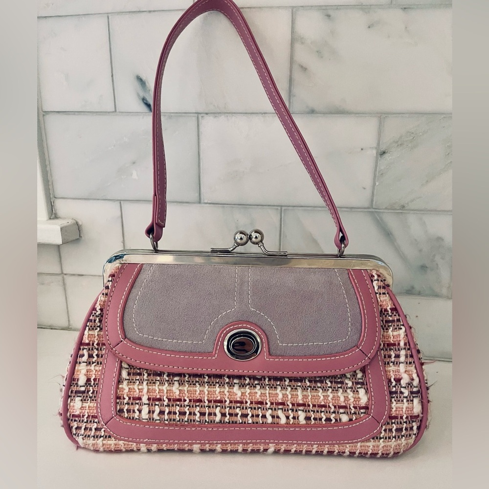 Vintage CHATEAU y2k pink and purple tweed purse